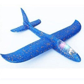 Avion Planor cu Pilot, Din Polistiren, Cu Lumini in Cabina Pilotului, Lungime 47 cm, Albastru