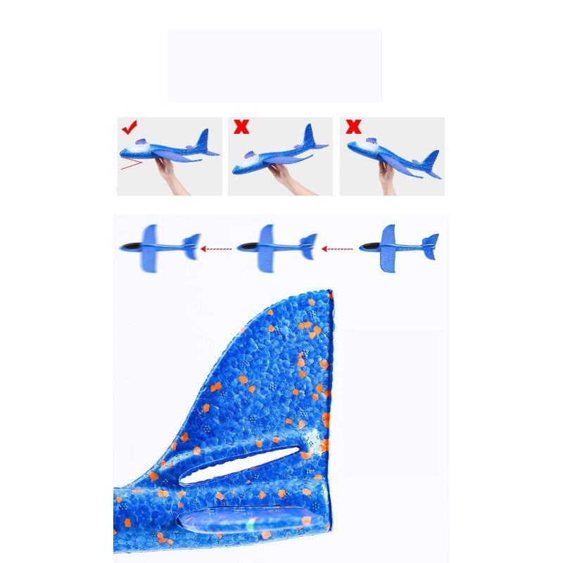 Avion Planor cu Pilot, Din Polistiren, Cu Lumini in Cabina Pilotului, Lungime 47 cm, Albastru