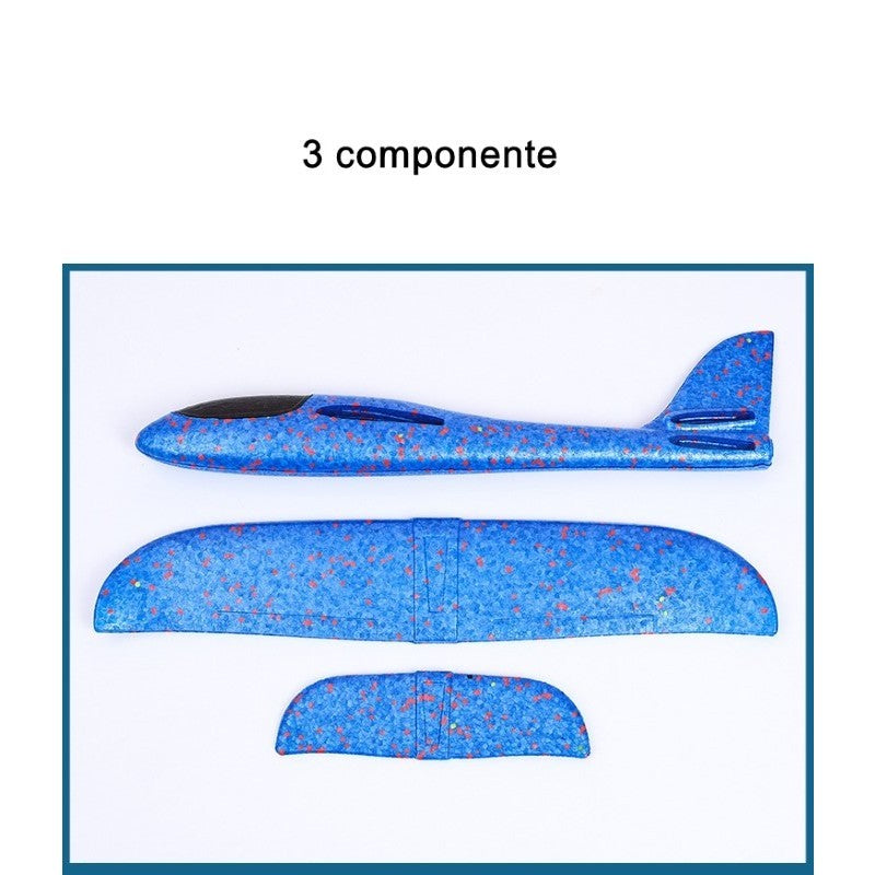 Avion Planor cu Pilot, Din Polistiren, Cu Lumini in Cabina Pilotului, Lungime 47 cm, Albastru