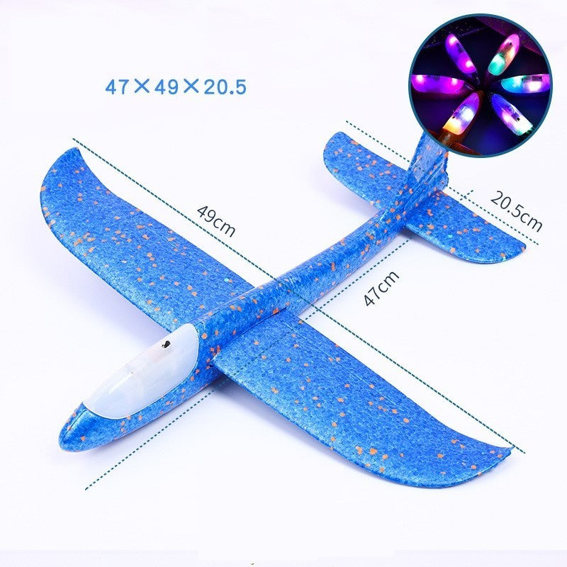 Avion Planor cu Pilot, Din Polistiren, Cu Lumini in Cabina Pilotului, Lungime 47 cm, Albastru