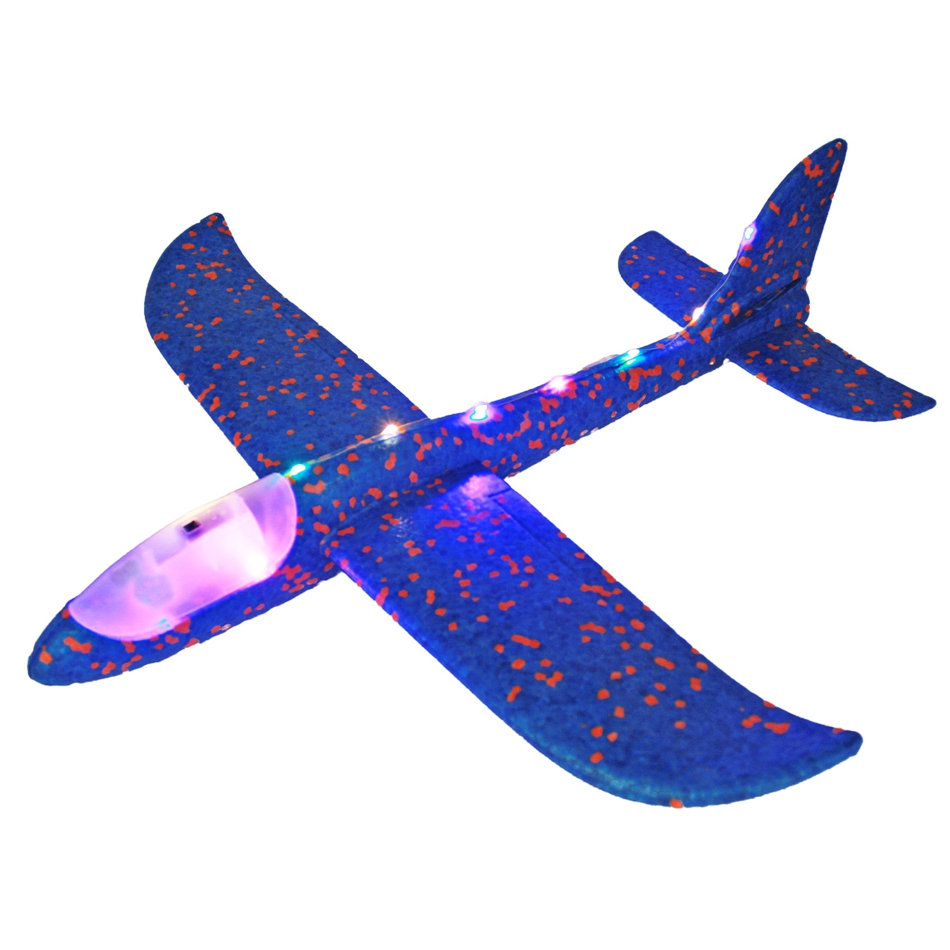 Avion Planor cu Pilot, Din Polistiren, Cu Lumini pe Toata Lungimea, 47 cm, Albastru