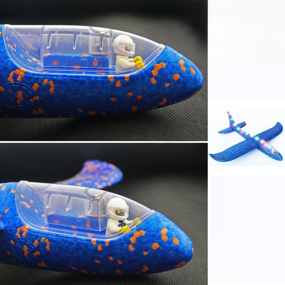 Avion Planor cu Pilot, Din Polistiren, Cu Lumini pe Toata Lungimea, 47 cm, Albastru