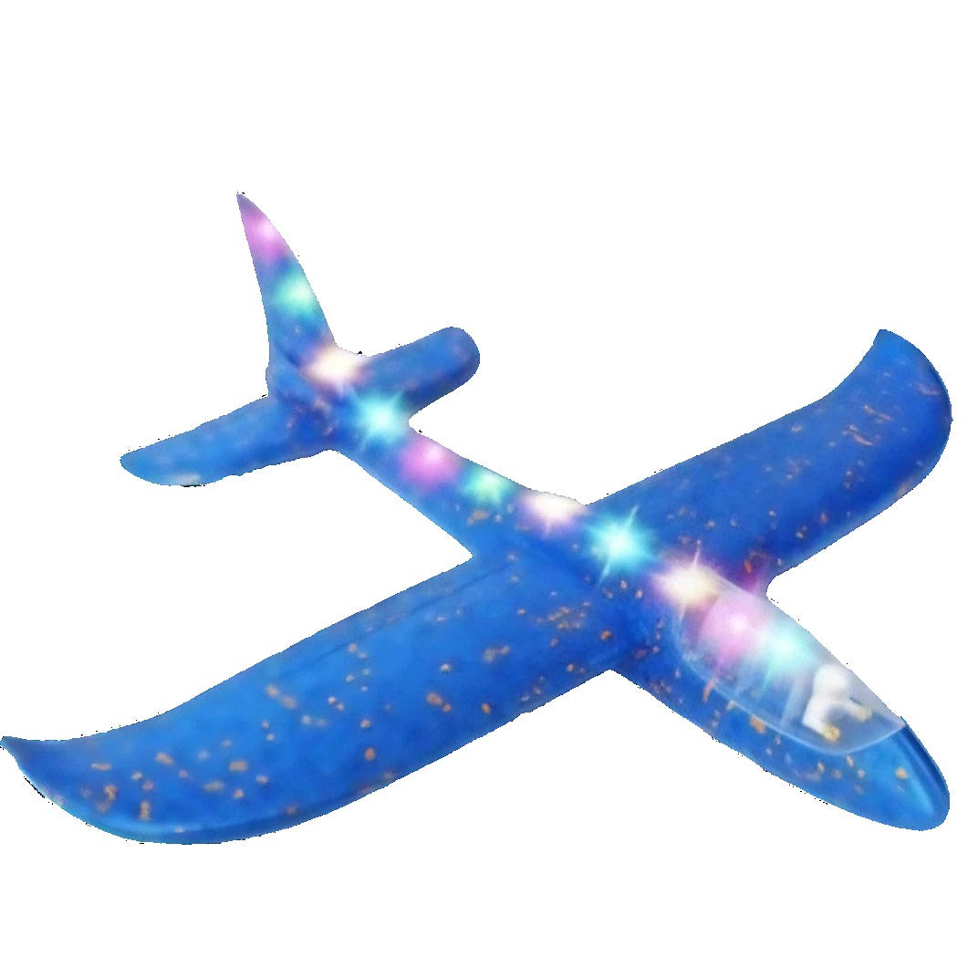 Avion Planor cu Pilot, Din Polistiren, Cu Lumini pe Toata Lungimea, 47 cm, Albastru