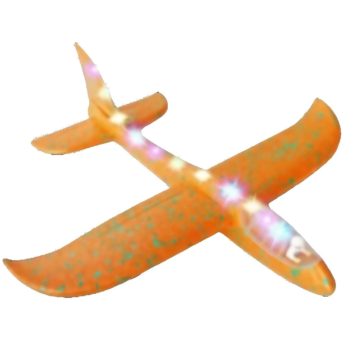 Avion Planor cu Pilot, Din Polistiren, Cu Lumini pe Toata Lungimea, 47 cm, Portocaliu