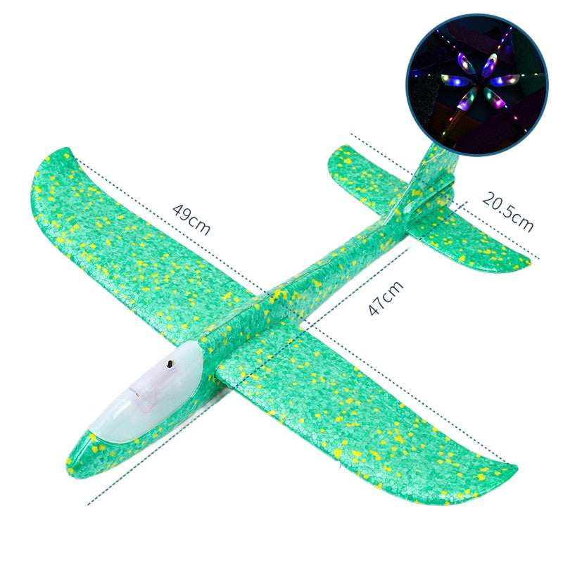 Avion Planor, cu Lumini pe Toata Lungimea, din Poliester, 48 cm, Verde