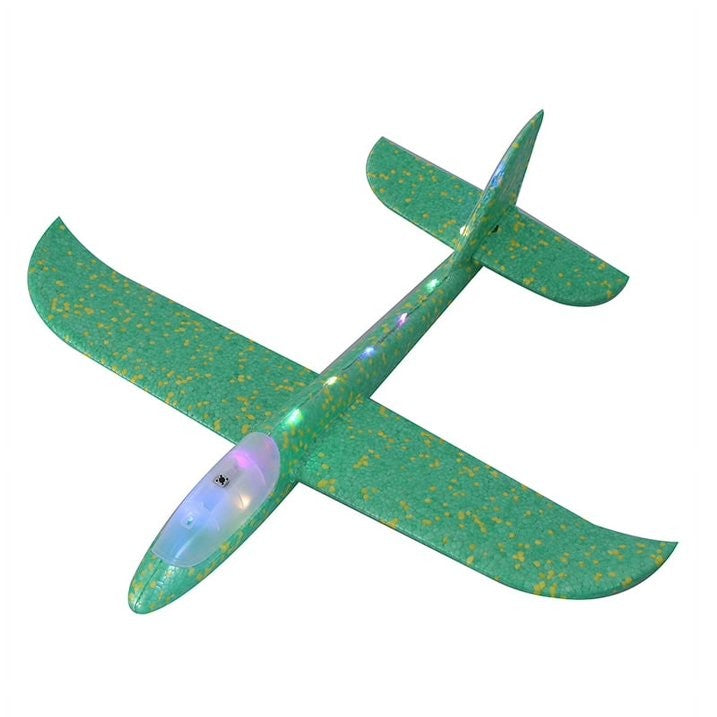Avion Planor, cu Lumini pe Toata Lungimea, din Poliester, 48 cm, Verde