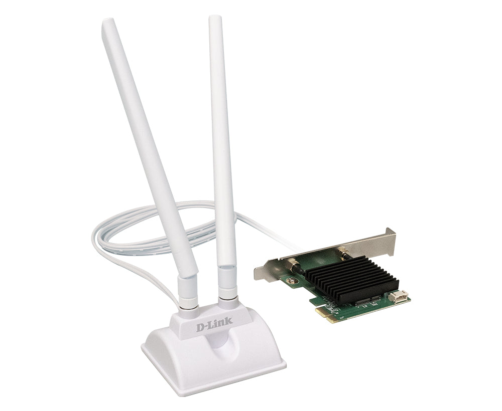 Adaptor RETEA D-Link AX3000 Wi-Fi 6, dual band extern wireless 2.4 GHz | 5 GHz, Bluetooth 5.3, PCIe port, 3000 Mbps, 2 x antene externe, 