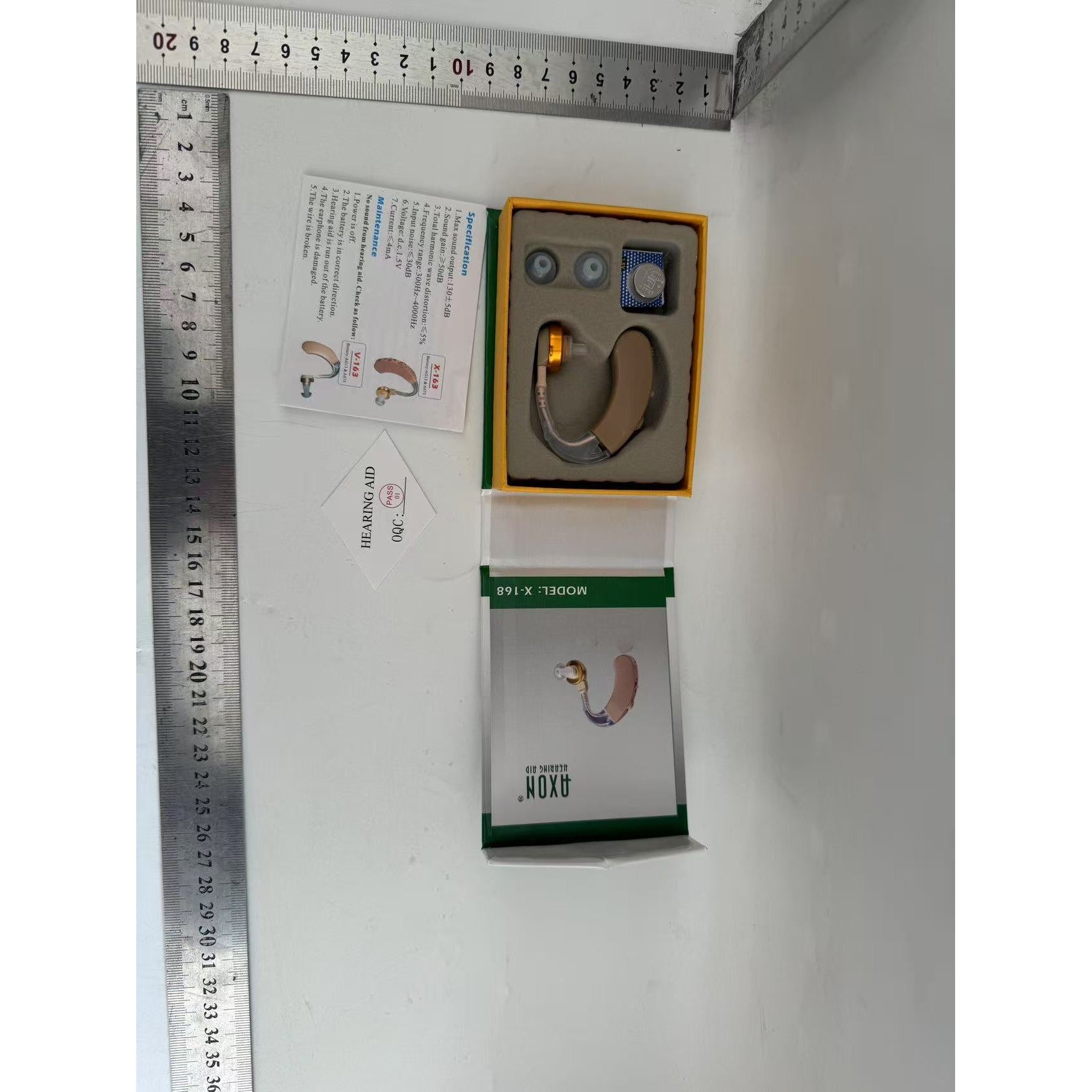 Aparat Auditiv, X-168, Aparat pentru Auz Perfect, fixare usoara, Amplificator de sunet in ear, Baterie inclusa pentru Canalul Auditiv, Bej