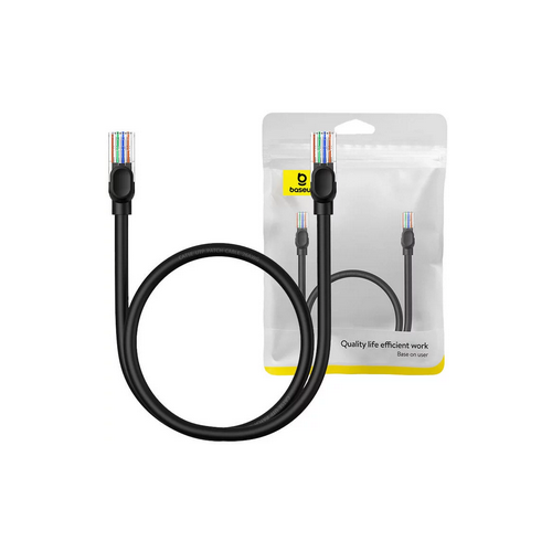 PATCH CORD UTP Baseus Cat5, fire din cupru, round cable, viteza maxima 1 Gbps, PVC, 1m, negru 