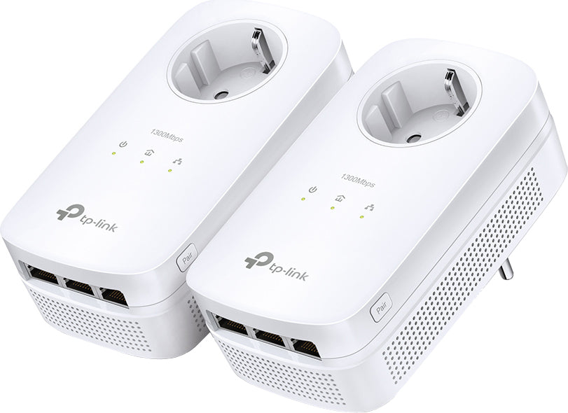 KIT ADAPTOR POWERLINE TP-LINK tehnologie AV2, AV1300, pana la 1300Mbps, 3 porturi Gigabit, priza AC, 2 buc. "TL-PA8030PKIT"