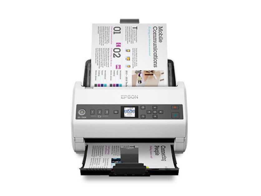 Scanner Portabil Epson DS-730N, A4, Viteza de scanare duplex: 40ppm/80ipm, Optiuni:, Conectivitate:USB, Scanare ambele fete:Da, ADF:100coli, (Timbru Verde11Lei) 