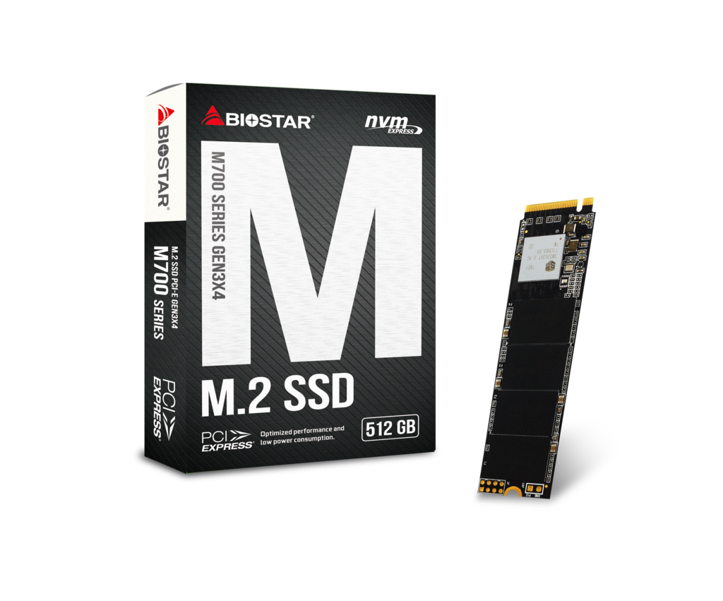 SSD Biostar M700, 512GB, M.2 2280 NVMe v1.3, PCI-E Gen3x4, R/W 1650/1400 MB/s, , DC 3.3V, 