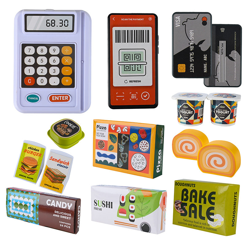 Set magazin pentru copii cu lada si roti, sunete, rafturi multiple, 48x30x58 cm, multicolor - 4