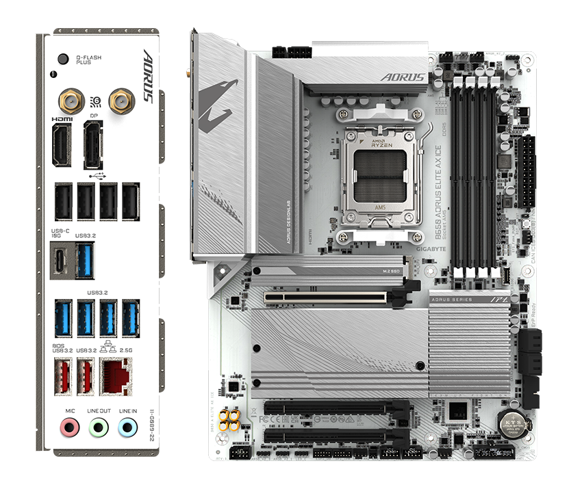 PLACI de BAZA Gigabyte B650 AORUS ELITE AX ICE AM5 4x DDR5, 3x PCIE x16, 3x M.2, 1x DP 1x HDMI, 4x SATA 6GB/s, ATX "B650 A ELITE AX ICE"
