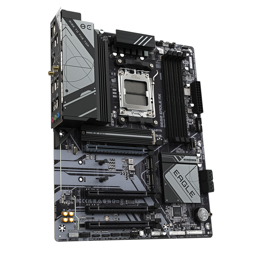 PLACI de BAZA Gigabyte AMD B650 | 4xDDR5 7600(OC) | 1xDP, 1xHDMI, 1xUSB-C, with USB 3.2 Gen 1, 2xUSB 3.2 Gen 2 Type-A, 6 x USB 2.0/1.1 ports, 1xRJ-45 port, 3xjacks | ATX "B650 EAGLE AX"