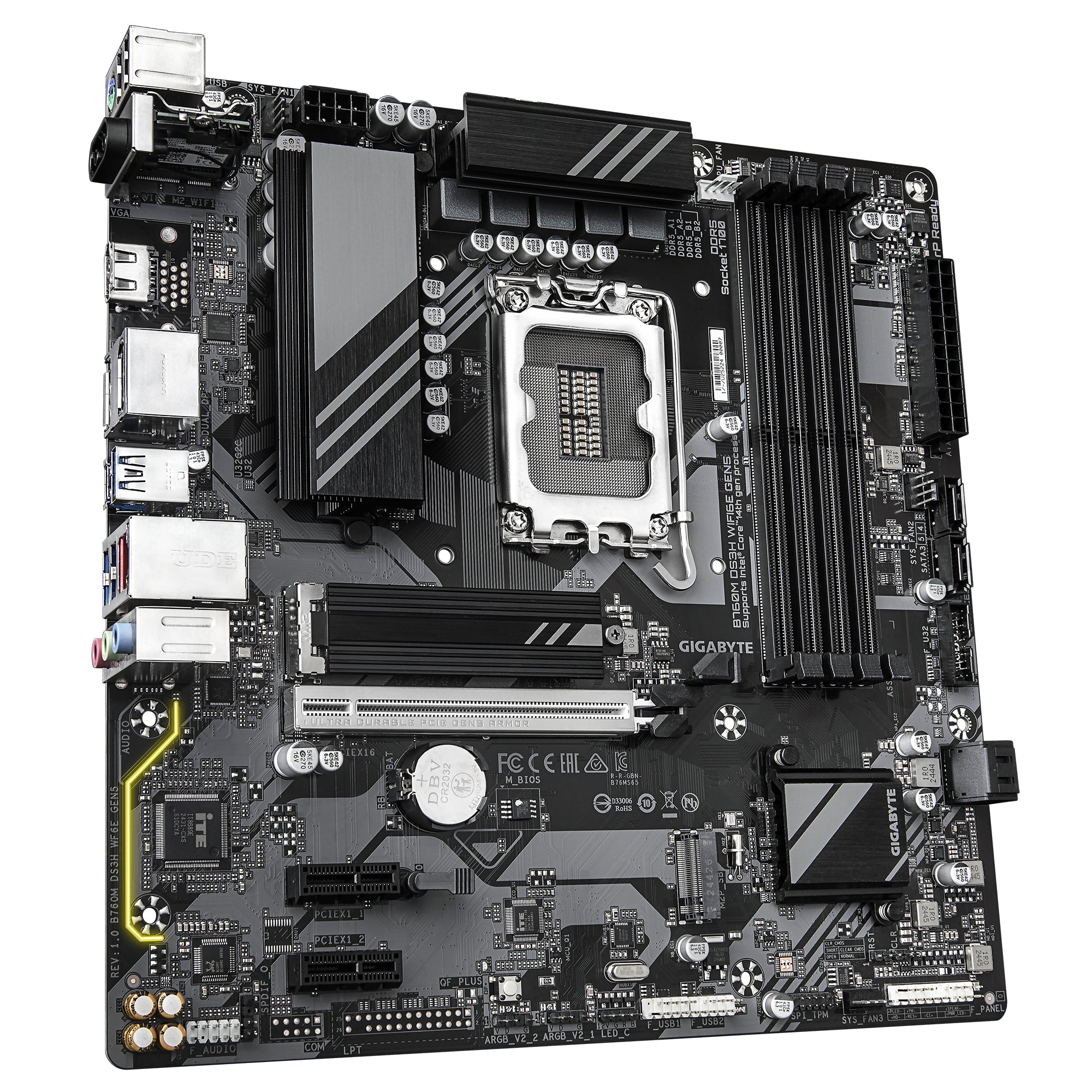 Placa de baza B760M DS3H WIFI6E GEN5, Socket 1700, DDR5, mATX, Negru "B760M DS3H WF6E GEN5"