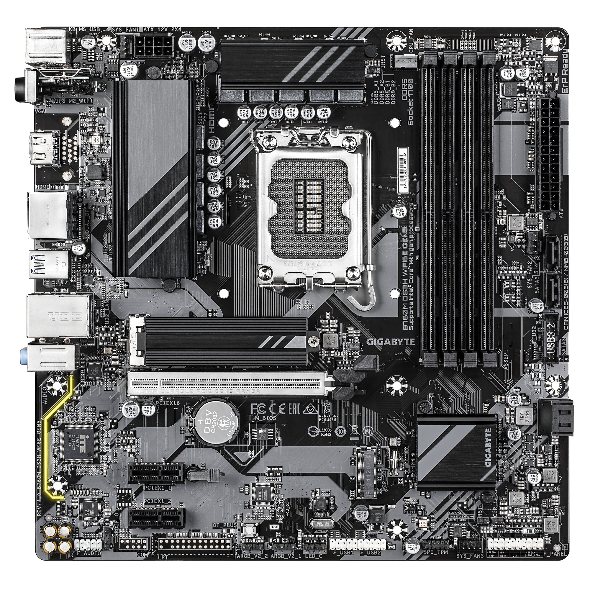 Placa de baza B760M DS3H WIFI6E GEN5, Socket 1700, DDR5, mATX, Negru "B760M DS3H WF6E GEN5"