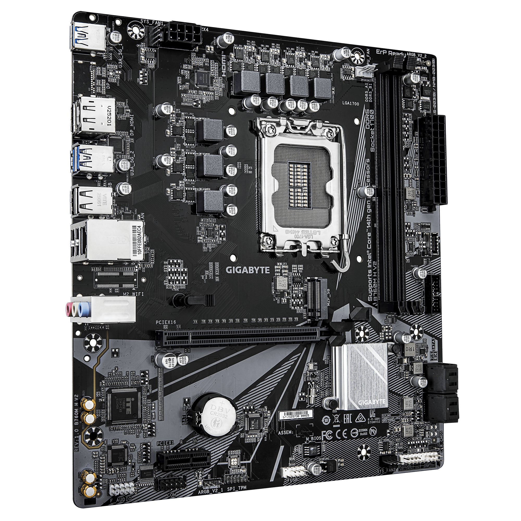 Placa de baza GIGABYTE B760M H V2, DDR5, LGA1700, mATX, Negru "B760M H V2"