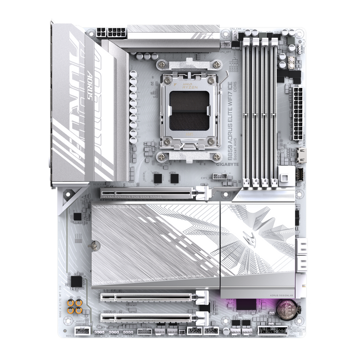 Placa de baza Gigabyte B850 AORUS ELITE WIFI7 ICE, AM5, DDR5, Wi-Fi, BT, ATX, Alb "B850 A ELITE WF7 ICE" – Placi de baza