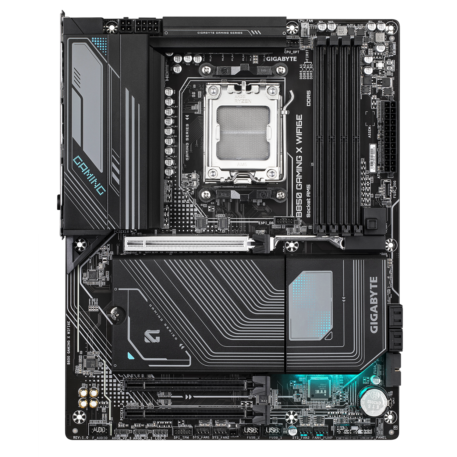 Placa de baza GIGABYTE B850 GAMING X WIFI6E, AM5, DDR5, Wi-Fi, BT, ATX, Negru "B850 GAMING X WIFI6E"