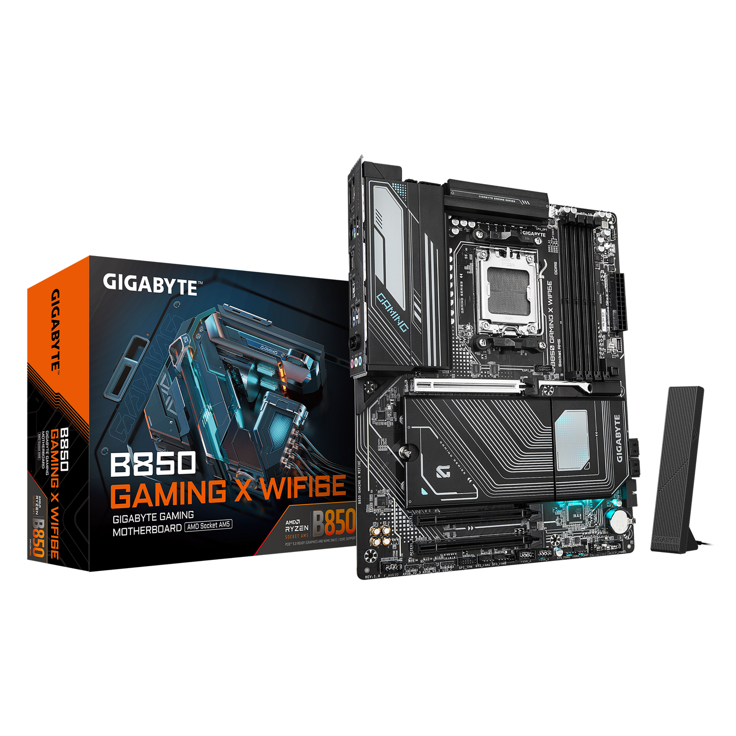 Placa de baza GIGABYTE B850 GAMING X WIFI6E, AM5, DDR5, Wi-Fi, BT, ATX, Negru "B850 GAMING X WIFI6E"