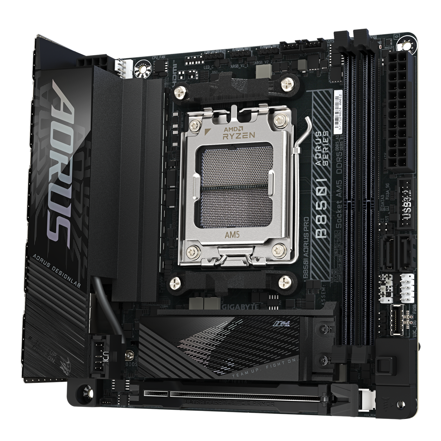 Placa de baza GIGABYTE B850I AORUS PRO, AM5, DDR5, Wi-Fi, BT, Mini-ITX, Negru "B850I AORUS PRO"