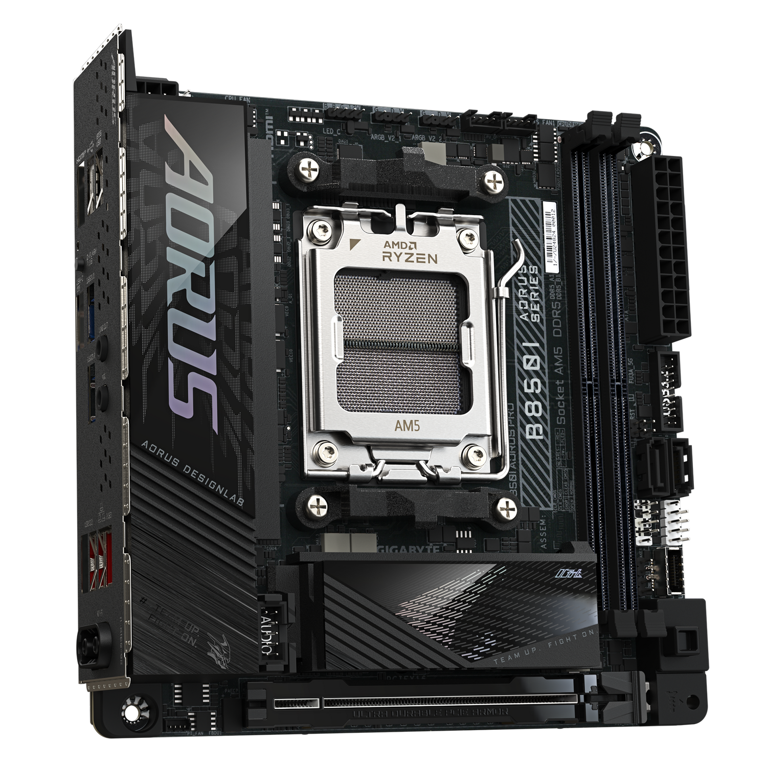 Placa de baza GIGABYTE B850I AORUS PRO, AM5, DDR5, Wi-Fi, BT, Mini-ITX, Negru "B850I AORUS PRO"