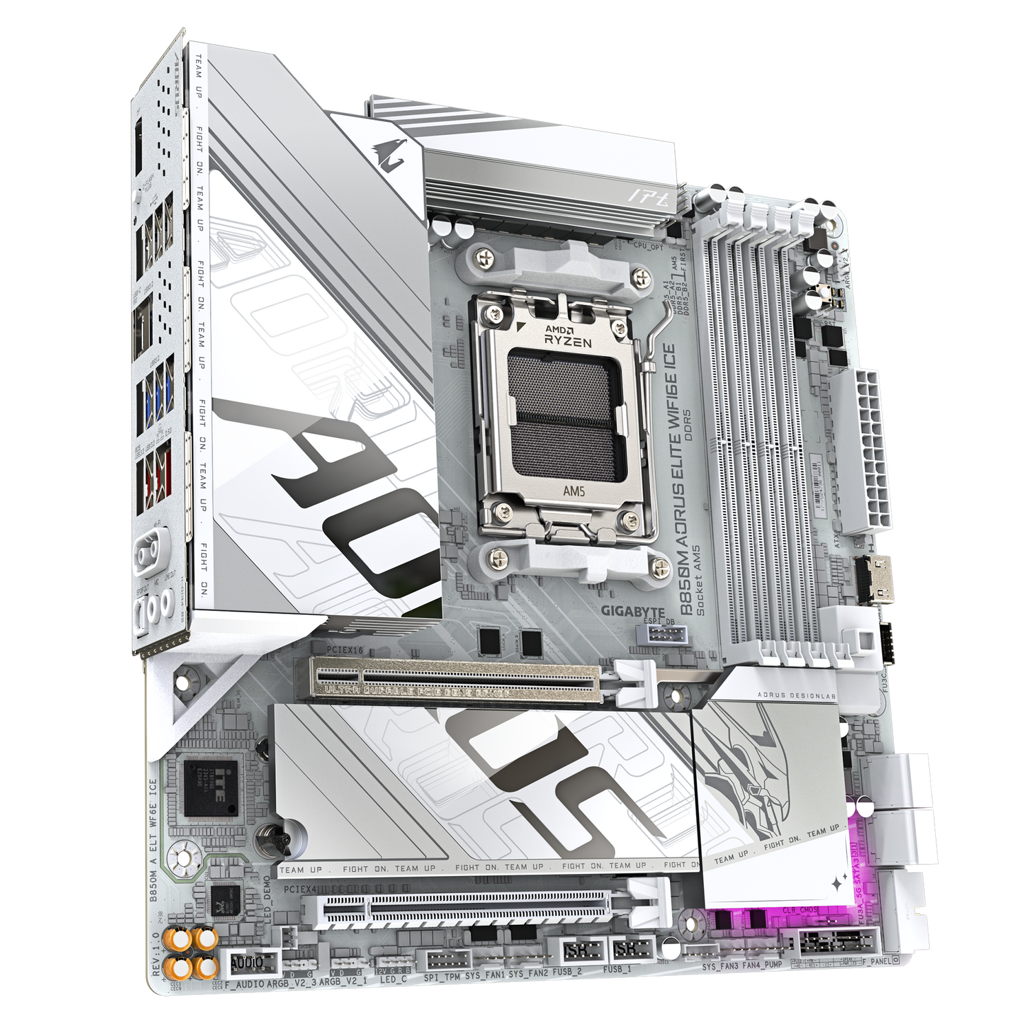 Placa de baza GIGABYTE B850M AORUS ELITE WIFI6E ICE, AM5, DDR5, Wi-Fi, BT, mATX, Alb "B850M A ELT WF6E ICE"
