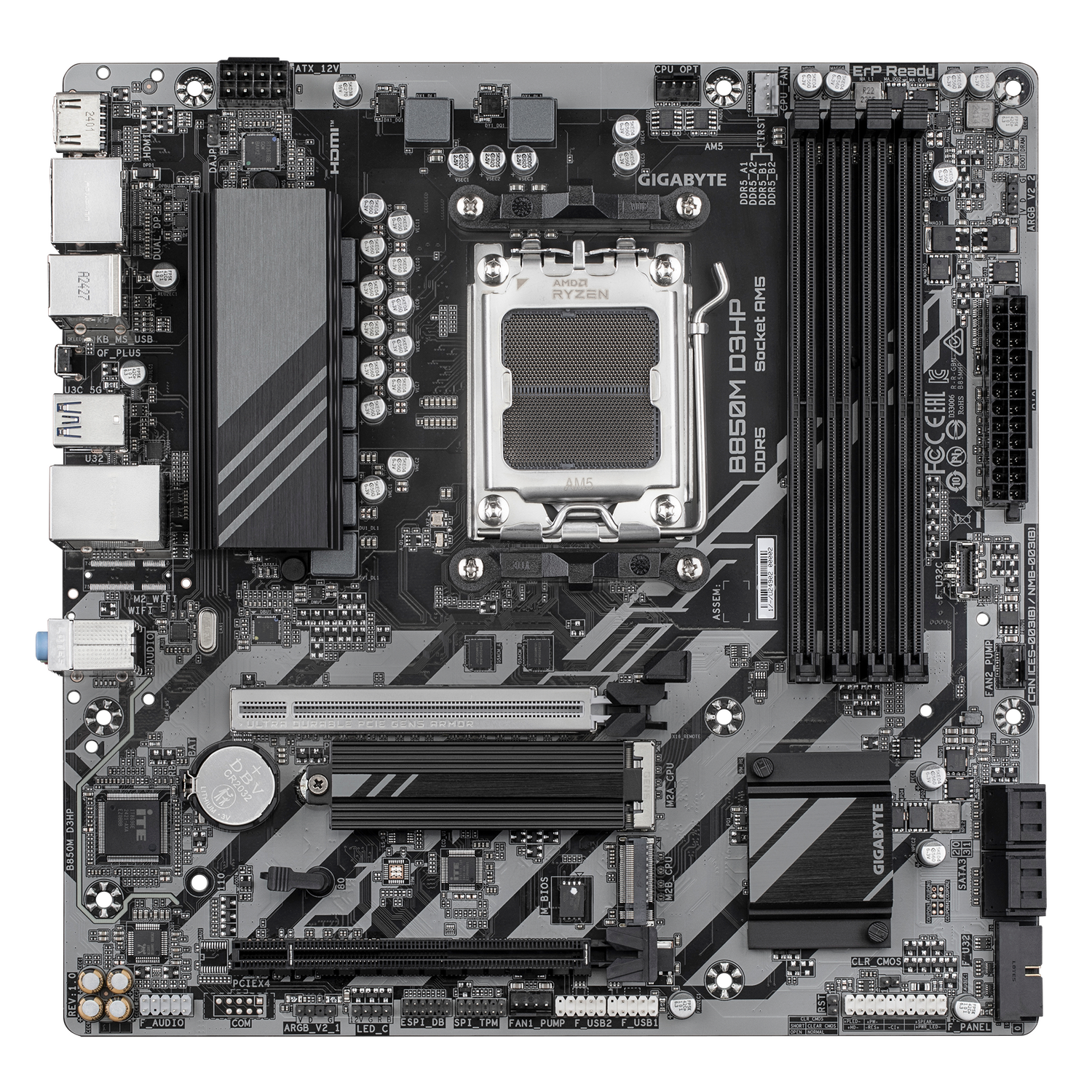 Placa de baza GIGABYTE B850M D3HP, AM5, DDR5, mATX, Gri/Negru "B850M D3HP"