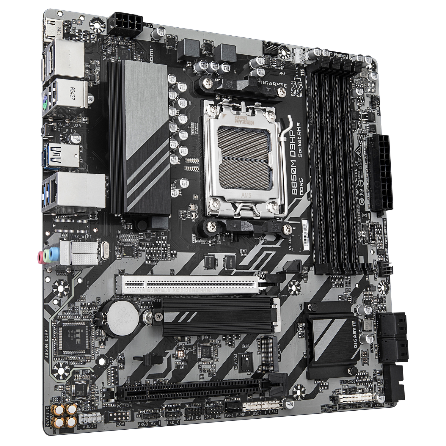 Placa de baza GIGABYTE B850M D3HP, AM5, DDR5, mATX, Gri/Negru "B850M D3HP"