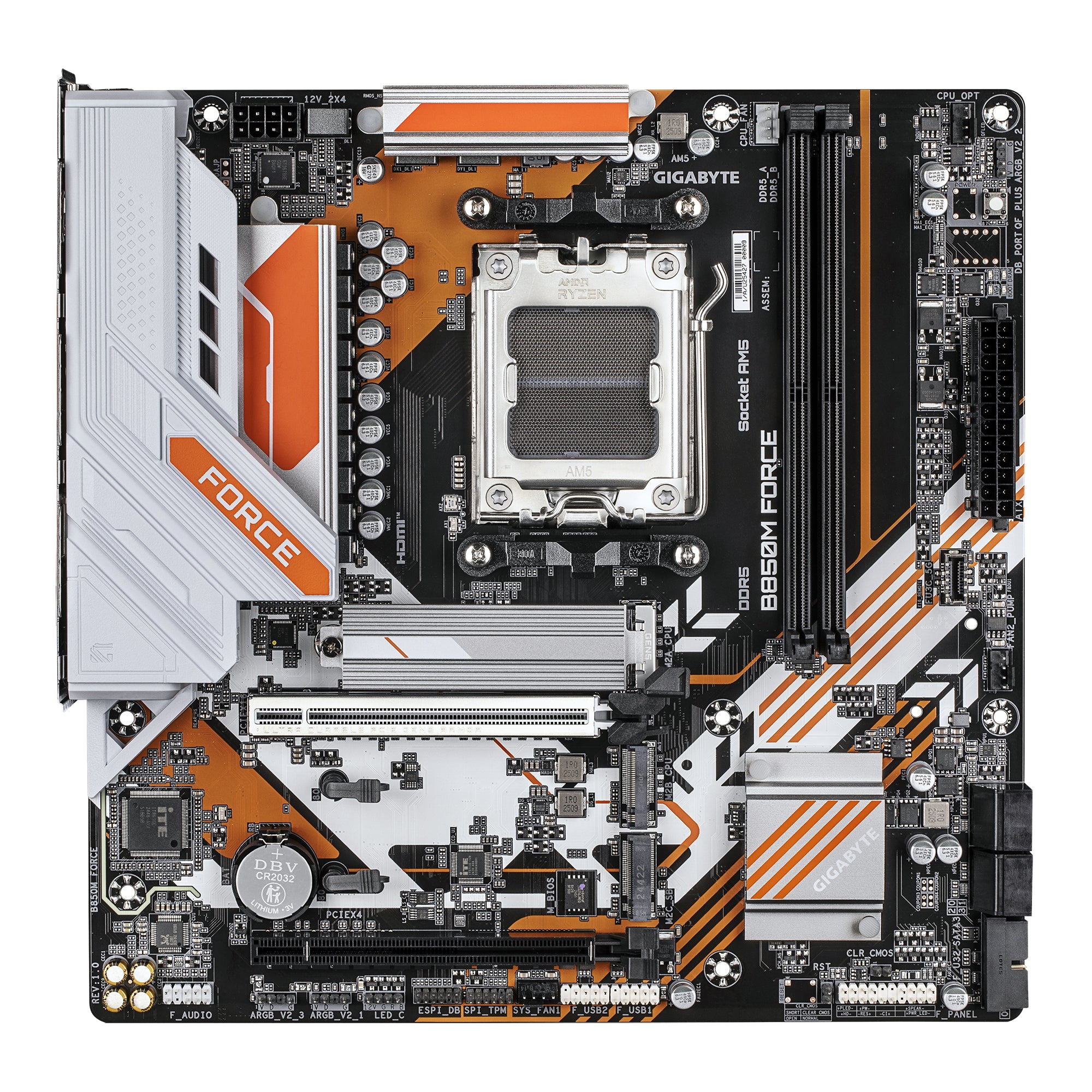 Placa de baza B850M FORCE, AM5, DDR5, mATX, Alb/Portocaliu "B850M FORCE"