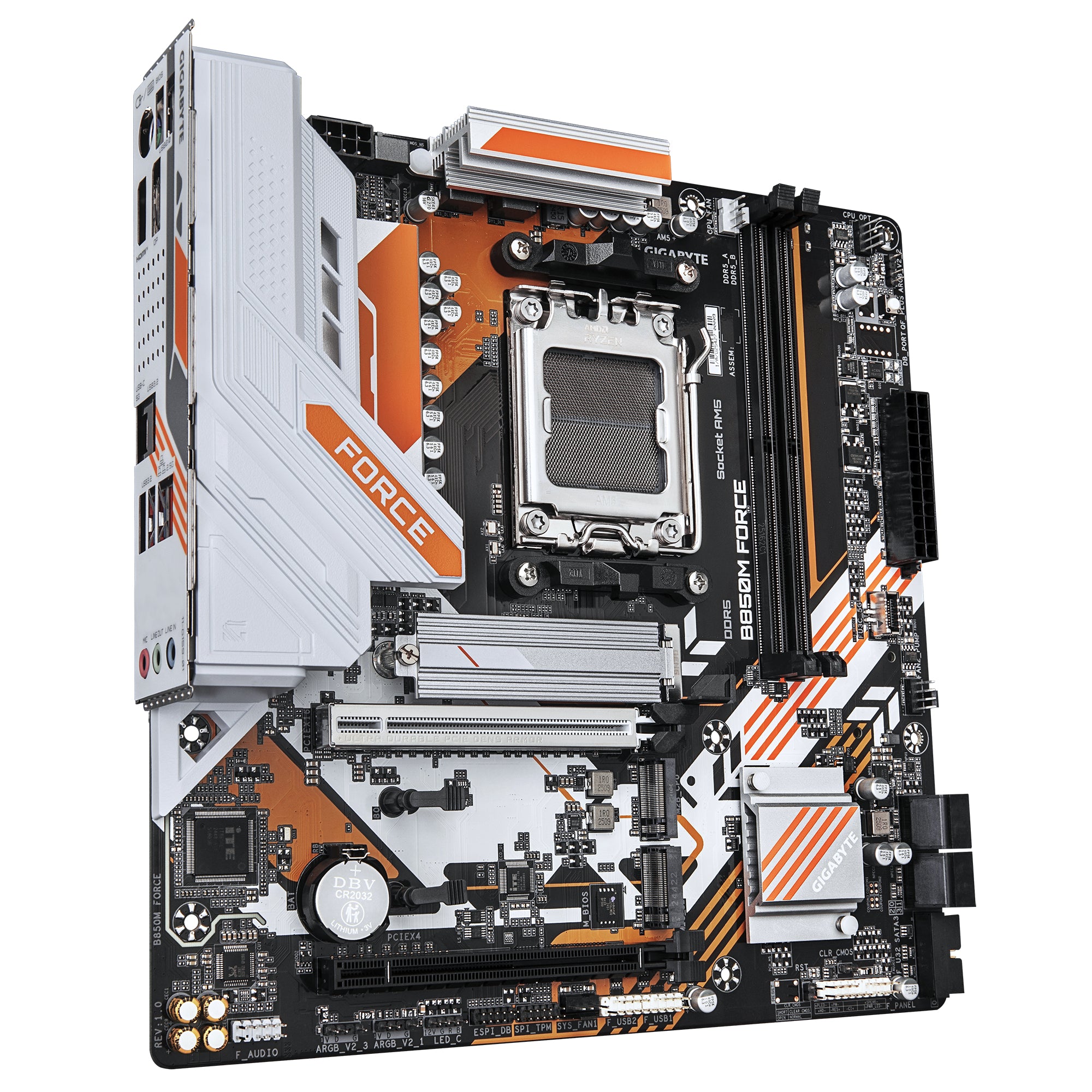 Placa de baza B850M FORCE, AM5, DDR5, mATX, Alb/Portocaliu "B850M FORCE"