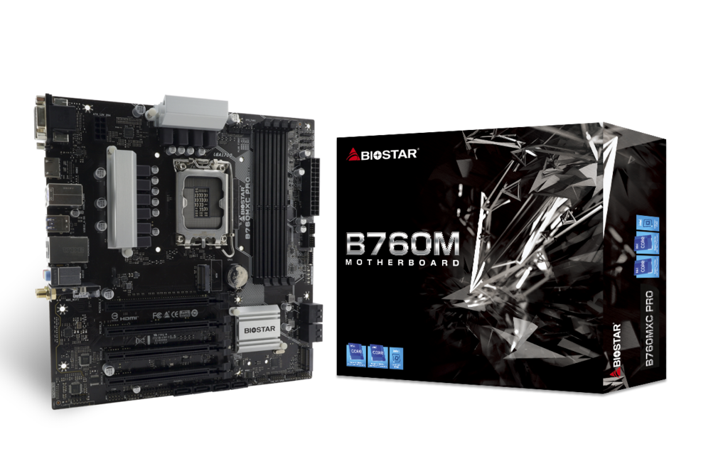 Placa de baza Biostar "B760MXC PRO", skt. LGA 1700, chipset Intel B760, mATX, 4 x DDR5 max. 256 GB, USB 3.2 gen 2, 8 x SATA, 2 x M.2, PCIe 4.0, HDMI, VGA, DVI, "B760MXC PRO"