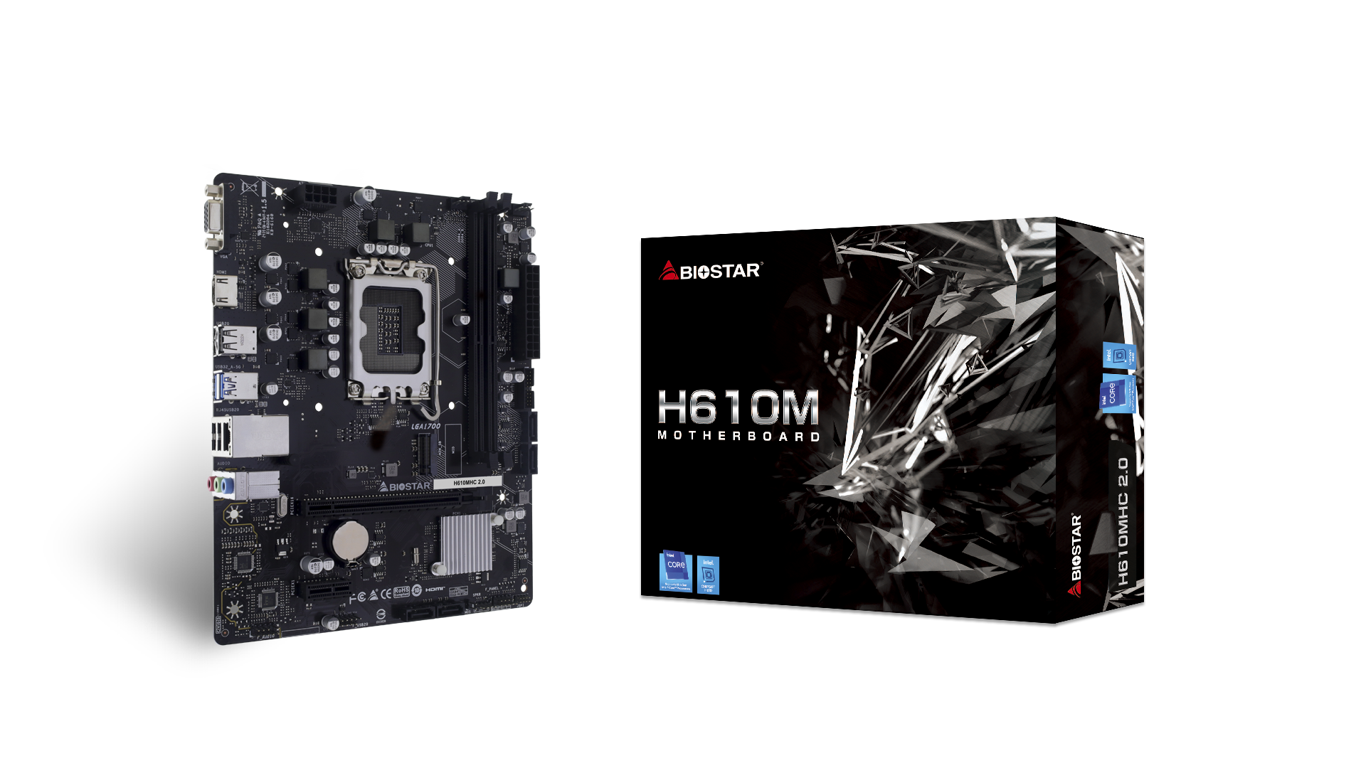 Placa de baza Biostar "H610MHC 2.0", skt. LGA 1700, chipset Intel H610, mATX, 2 x DDR4 max. 64 GB, USB 3.2 gen 1, 4 x SATA, 1 x M.2, PCIe 4.0, HDMI, VGA, "H610MHC 2.0"