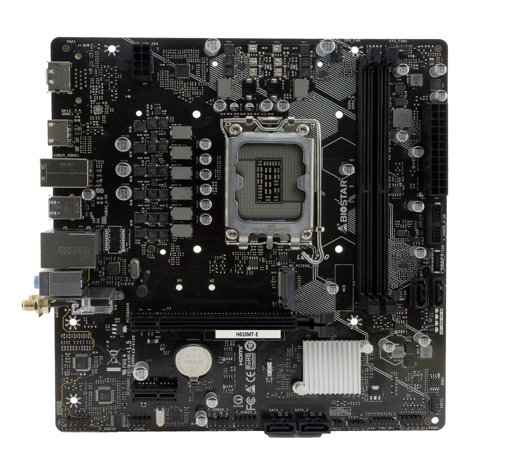Placa de baza Biostar "H610MT-E", skt. LGA 1700, chipset Intel H610, mATX, 2 x DDR4 max 64 GB, USB 3.2 gen1, 4 x SATA, 1 x M.2, PCIe 4.0, HDMI, VGA, "H610MT-E"