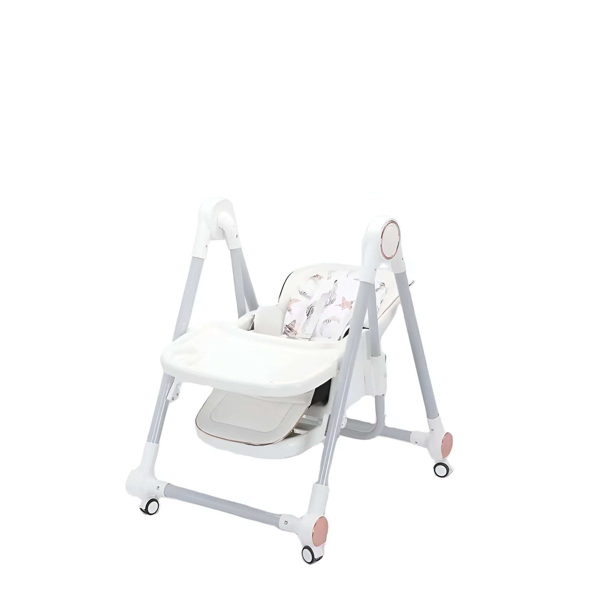 Scaun de Masa pentru Bebelusi si Copii, Tavita si Husa Detasabile, Multifuncțional, Stabil, Centura de Siguranta, Inaltime Ajustabila, Spatar Reglabil Moale, Balansoar, de la 6 Luni, Alb