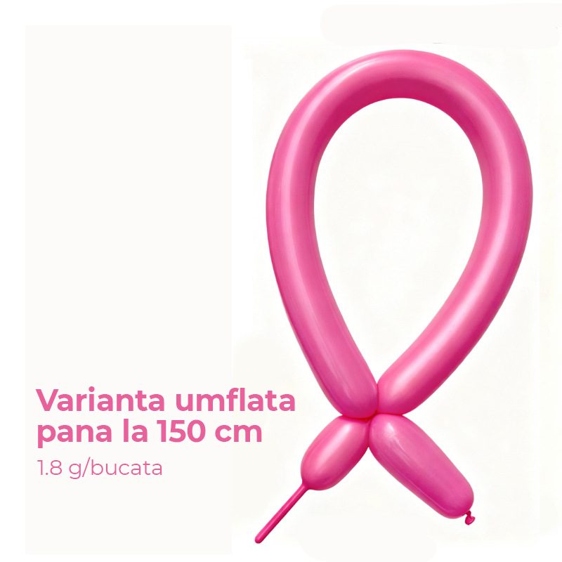 Baloane de Modelaj, Set 50 bucati, Model Standard, din Latex, 30 x 1.5 cm, 1.8 g per unitate, pana la 150 cm, Fucsia