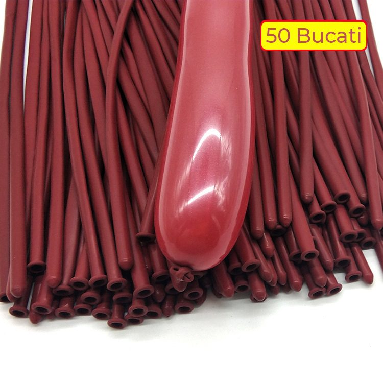 Baloane de Modelaj, Set 50 bucati, Model Standard, din Latex, 30 x 1.5 cm, 1.8 g per unitate, pana la 150 cm, Rosu