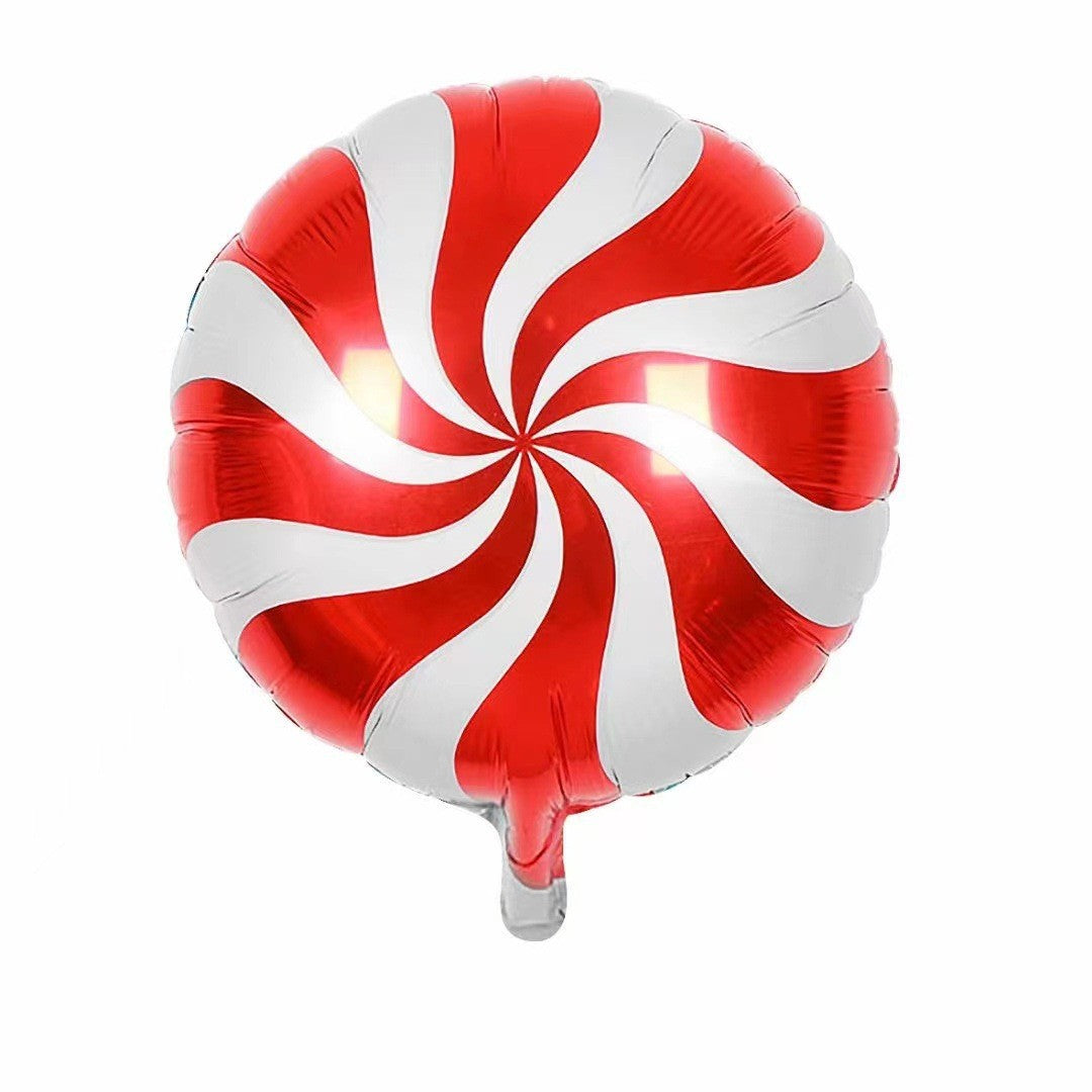 Balon Rotund, din Folie de Aluminiu, Tema Craciun, Model Acadea, 44.5x53 cm, Rosu/Alb