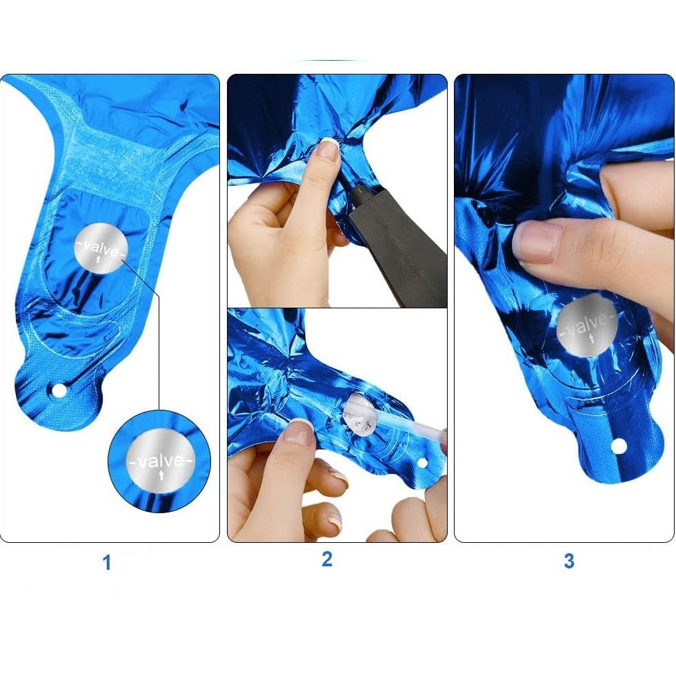 Balon din Folie, Cifra 3, 81 cm, Pentru Aer sau Heliu, Albastru