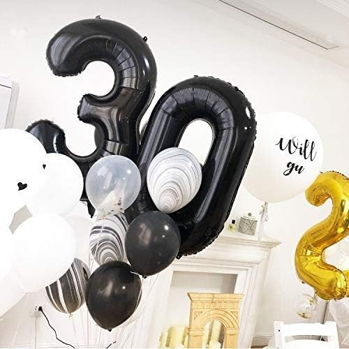 Balon din Folie Metalizata, Figurina Cifra, Tema Aniversare 100 cm, Ambalaj Individual, Pai inclus, Umflare cu Aer sau Heliu, Negru, Cifra 0