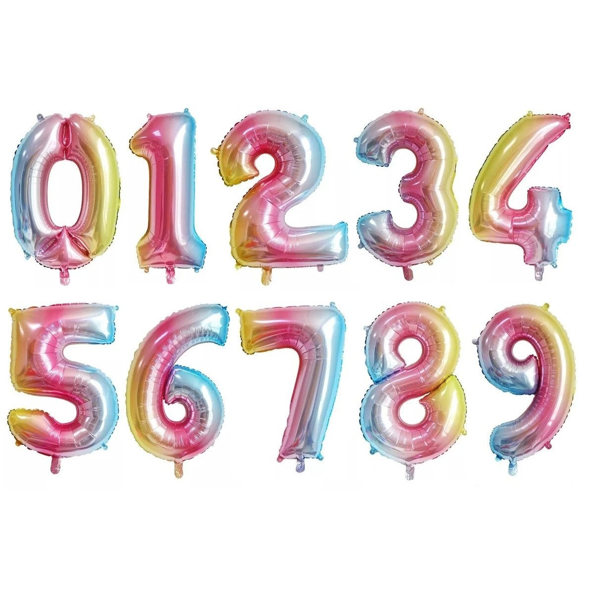 Balon din Folie Metalizata, Figurina Cifra, Tema Aniversare 40 cm, Ambalaj Individual, Pai inclus, Umflare cu Aer sau Heliu, Multicolor, Cifra 8