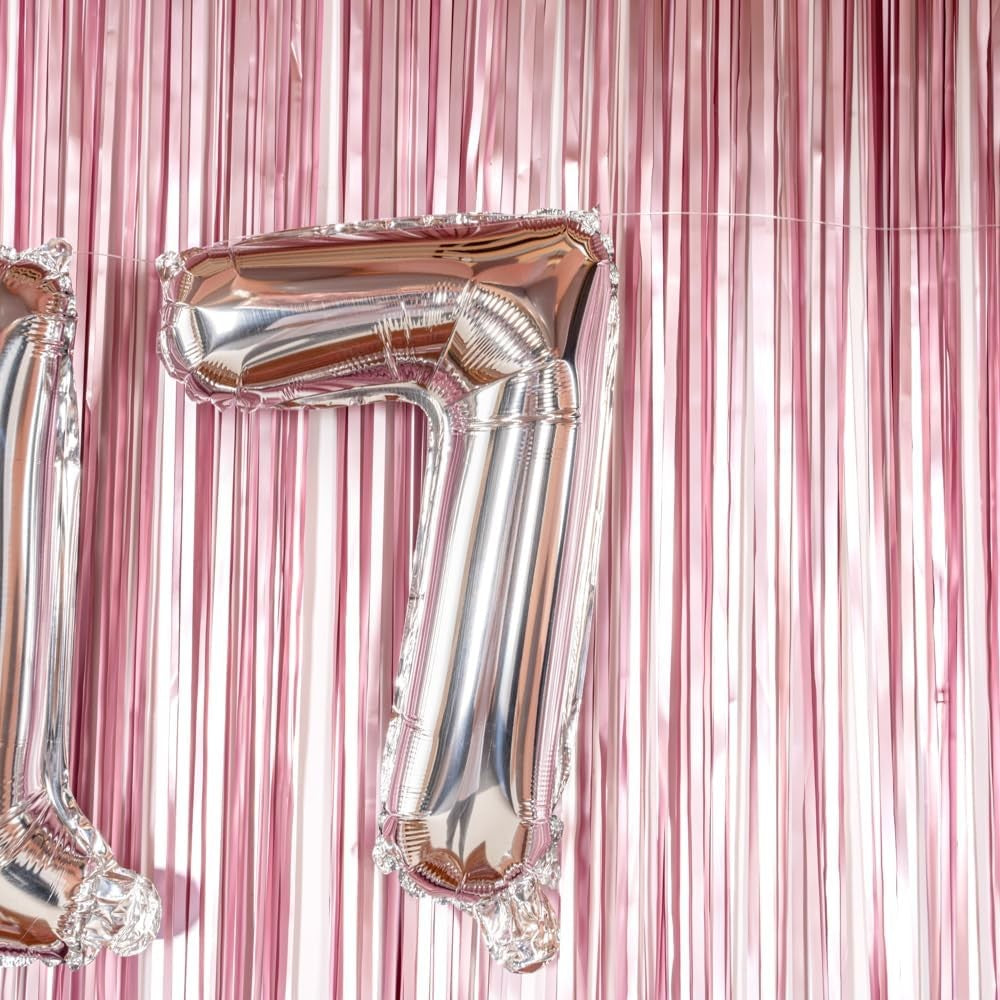 Balon din Folie Metalizata, Figurina Cifra, Tema Aniversare 40 cm, Ambalaj Individual, Pai inclus, Umflare cu Aer sau Heliu, Argintiu, Cifra 7