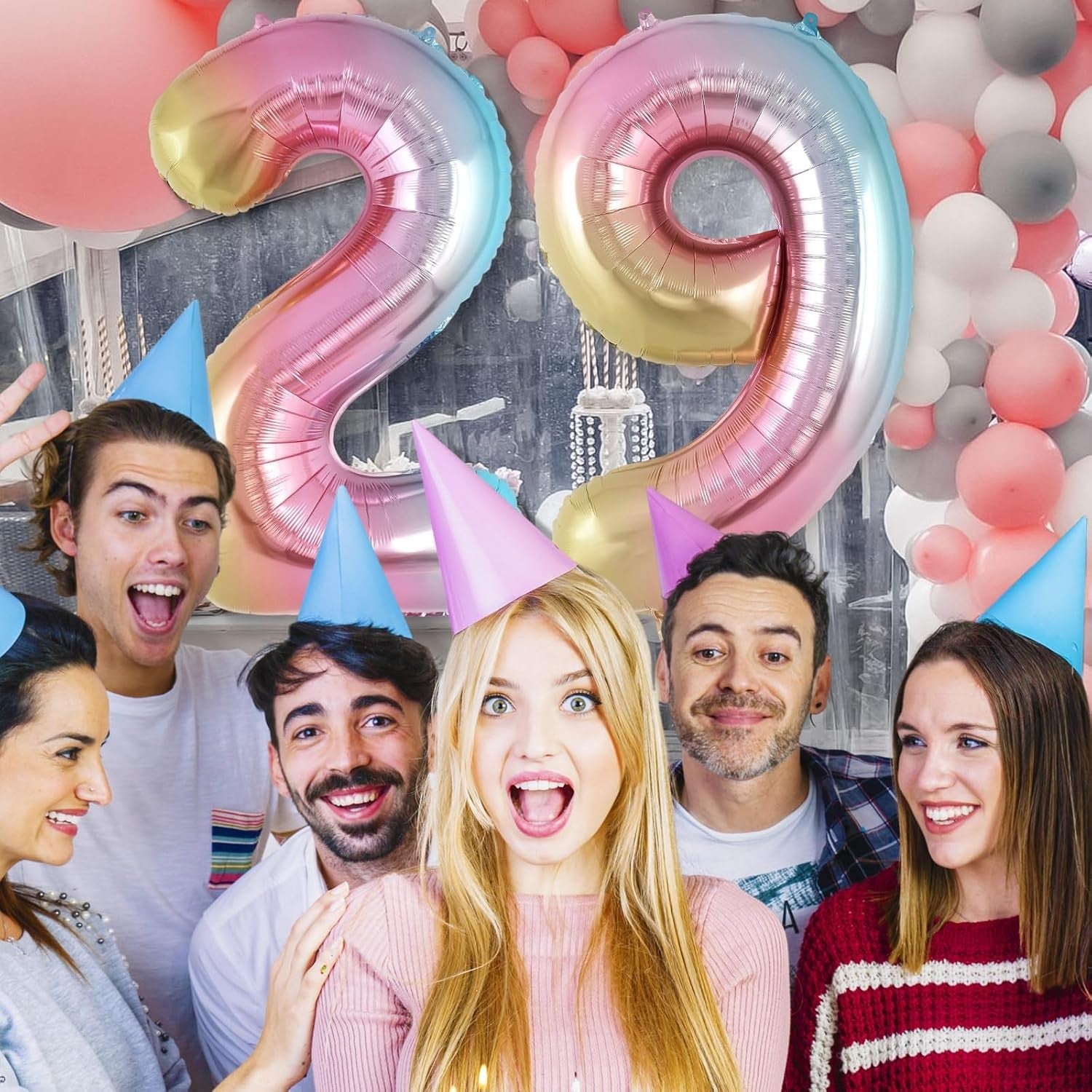 Balon din Folie Metalizata, Figurina Cifra, Tema Aniversare 40 cm, Ambalaj Individual, Pai inclus, Umflare cu Aer sau Heliu, Multicolor, Cifra 9