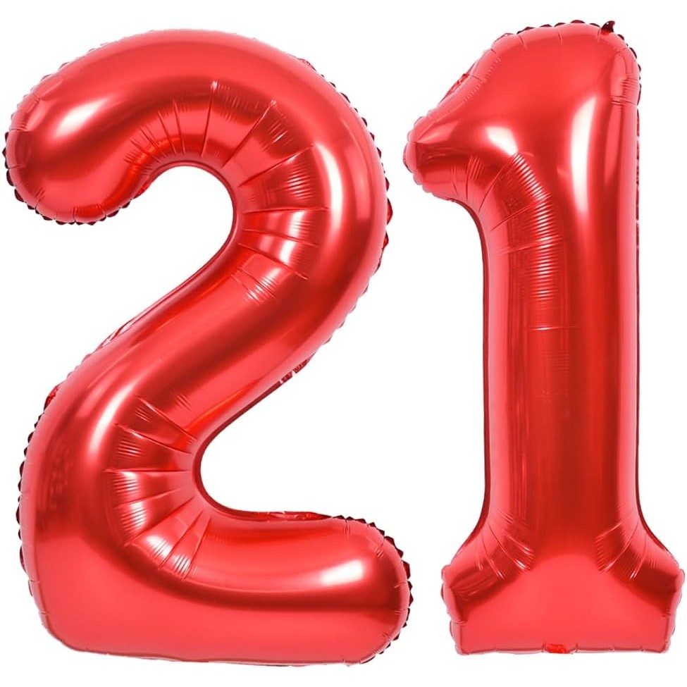 Balon din Folie Metalizata, Figurina Cifra, Tema Aniversare 40 cm, Ambalaj Individual, Pai inclus, Umflare cu Aer sau Heliu, Rosu, Cifra 1