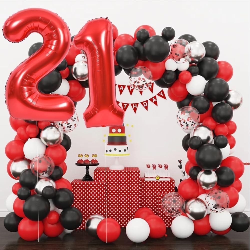 Balon din Folie Metalizata, Figurina Cifra, Tema Aniversare 40 cm, Ambalaj Individual, Pai inclus, Umflare cu Aer sau Heliu, Rosu, Cifra 1