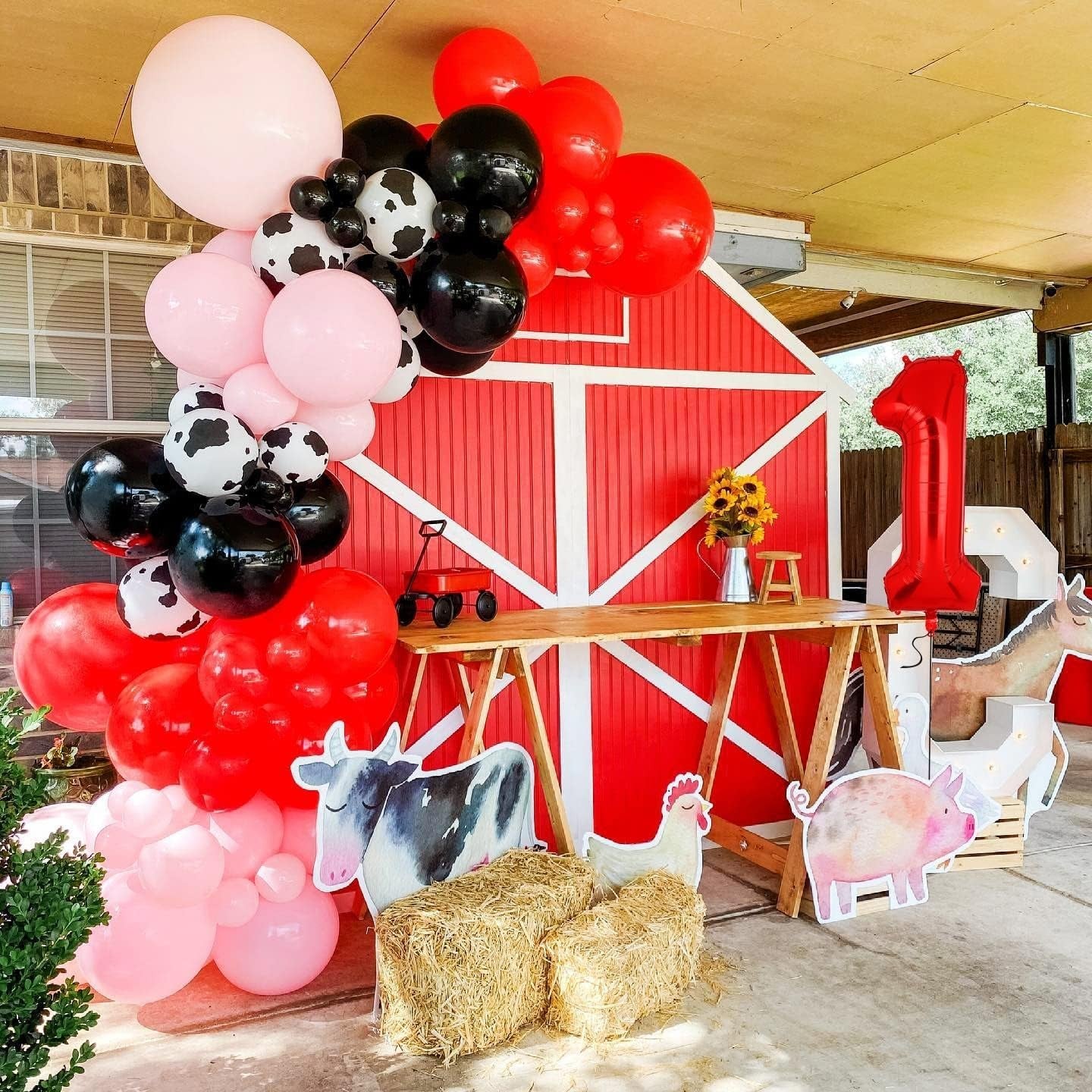 Balon din Folie Metalizata, Figurina Cifra, Tema Aniversare 40 cm, Ambalaj Individual, Pai inclus, Umflare cu Aer sau Heliu, Rosu, Cifra 1