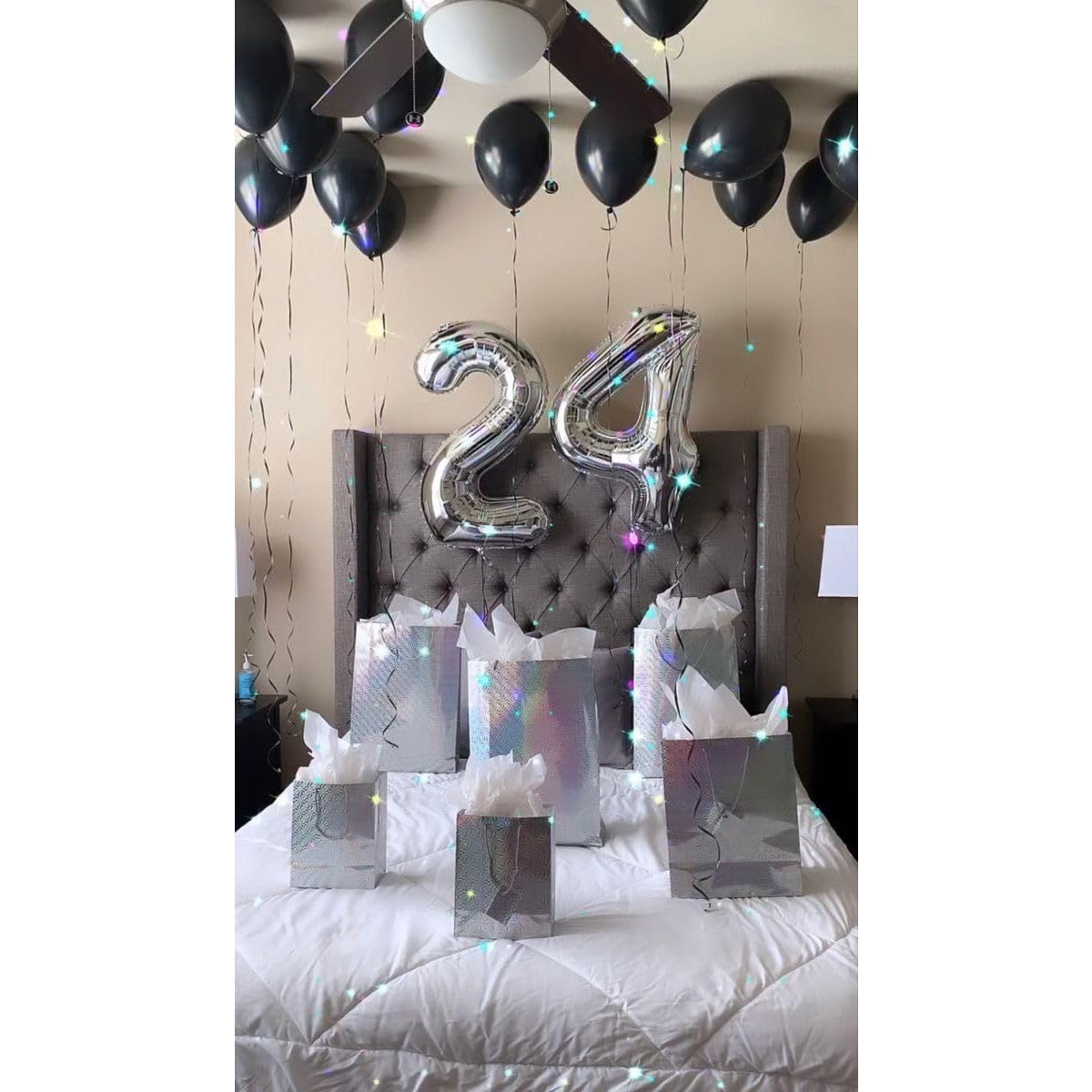 Balon din Folie Metalizata, Figurina Cifra, Tema Aniversare 40 cm, Ambalaj Individual, Pai inclus, Umflare cu Aer sau Heliu, Argintiu, Cifra 2