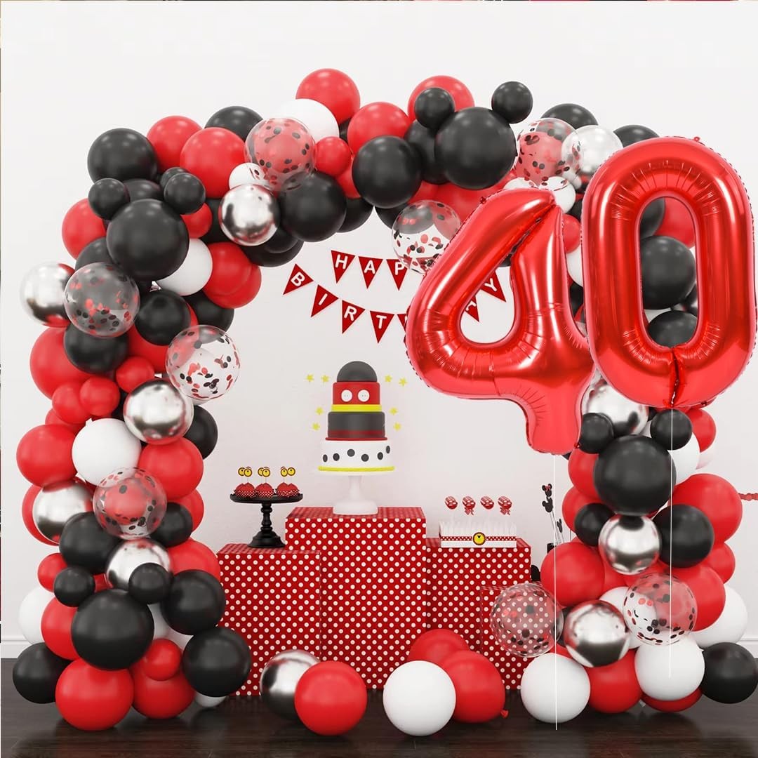 Balon din Folie Metalizata, Figurina Cifra, Tema Aniversare 80 cm, Ambalaj Individual, Pai inclus, Umflare cu Aer sau Heliu, Rosu, Cifra 4