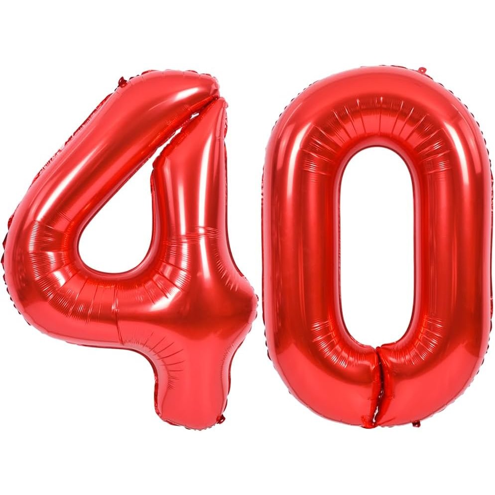 Balon din Folie Metalizata, Figurina Cifra, Tema Aniversare 80 cm, Ambalaj Individual, Pai inclus, Umflare cu Aer sau Heliu, Rosu, Cifra 4
